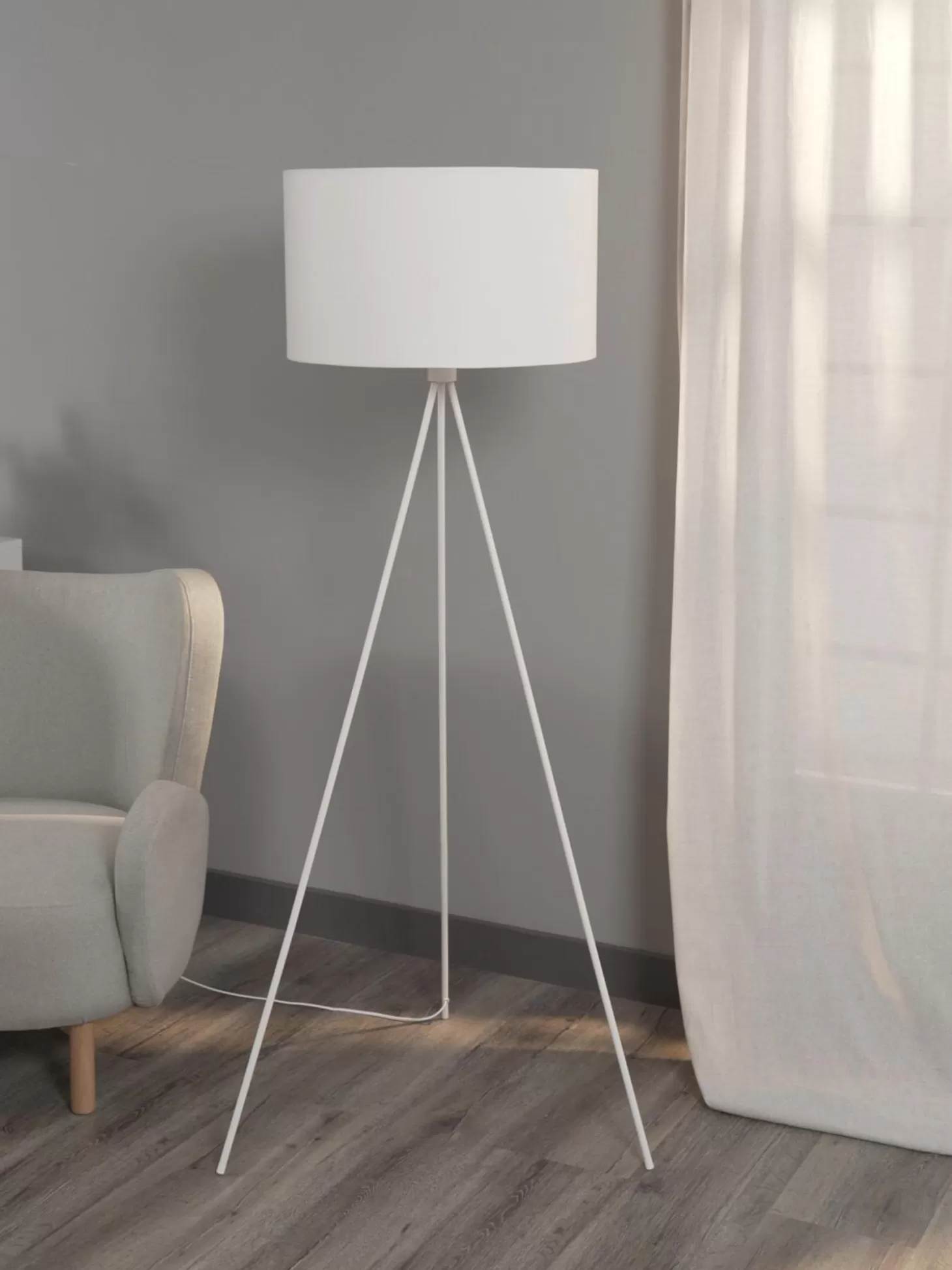 * Lampa Podlogowa Trojnog Z Kloszem Z Tkaniny Cella Outlet